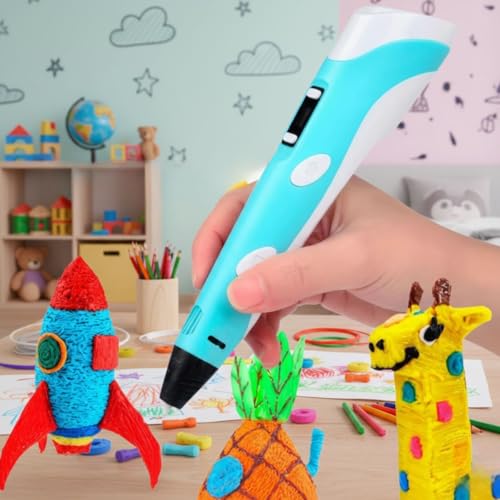 Caneta 3D Profissional Infantil com Display LED Digital com Kit de Filamentos Coloridos Brinquedo Educativo Criativo e Prático Presente para Crianças e Adultos Artistas
