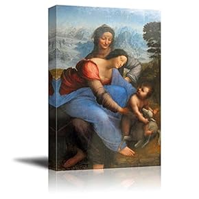 The Virgin and Child with St. Anne by Leonardo da Vinci - Canvas Print Wall Art Famous Oil Painting Reproduction - 12" x 18"