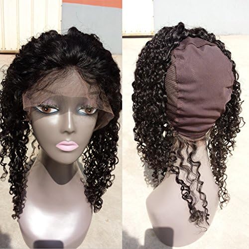 WOB Hair New Human Hair Product 360 Circular Closure Natural Firm Fit High ponytail Easy Part Anywhere 130% Density 360 Lace Frontal Wig Cap Curly Hair with Cap 16inch Natural color