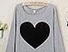 GBSELL Fashion Women Love Heart Printed Long Sleeved Round Neck T-Shirt