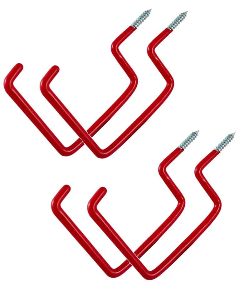 TERF® Household Tool Hook Screw-in Hooks Storage Shed Garage Utility Hook Multi-Purpose Hooks Set Heavy Duty Wall Mount Vinyl Coated Storage Household Hooks for Garden Garage Shed Tools - Pack of 4