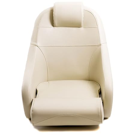wellenshop Steuerstuhl Bootssitz Flip-Up Sitz mit Kopfstütze Steuersitz creme/beige Boot