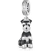Zunxinsan Schnauzer Charm - S925 Sterling Silver Cute Dog Charms for Bracelets - Schnauzer Jewelry Gifts for Women