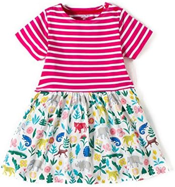 little bitty Girl Cute Cartoon 100%Cotton Short Sleeve Printing Dresses Summer