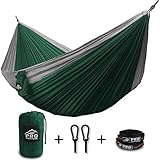 Double Camping Hammock - XL Hammocks, FREE Premium Straps & Carabiners - Lightweight + Compact Parachute Nylon - Backpacker Approved and Ready for Adventure!