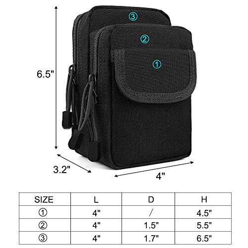 FUNANASUN Black Tactical Molle Pouches - 1000D Nylon EDC Belt Waist Pouch Molle Small Utility Gadget Gear Tool Bag for Men