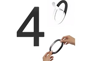 HABITABLE TREE Self-Adhesive 5 Inch House Numbers - Acrylic Modern Black Mailbox Numbers for Outside Address, Home, Apartments, Office, Hotel Room (4)