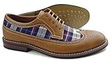 Ferro Aldo MFA-19312D Men's Plaid Perforated Lace Up Oxford Dress Classic Shoes (10.5, Brown)