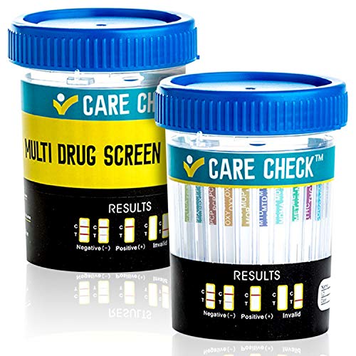 5 Pack Care Check Sterile 12 Panel Multi Drug Screen Test Urine Sample Collection Cups, (AMP, BZO, BAR, COC, MET, MDMA, MTD, MOP, OXY, PCP, THC and TCA) Individually Wrapped Drug Test Cups