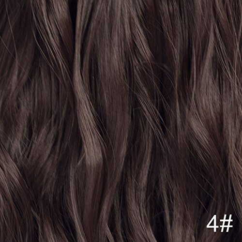 7Pcs/Set Clip in Hair Extensions 20Inch Long Wavy Heat Resistant Synthetic Hairpiece Gifts for Girl Lady Women (Dark Brown 4#)