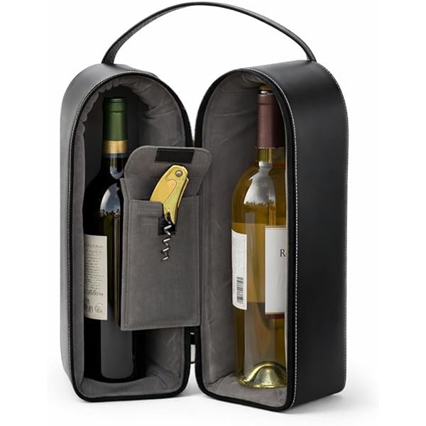 Amazon.com: Bey-Berk Black Leather Wine Bottle Carrier, Two-Bottle  display picture 1