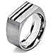 Men's Bold Titanium Pinky Ring Bands with Resin Inlay, Brushed Finish Comfort Fit 10mm Wide