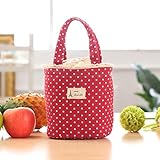 Paymenow Thermal Insulated Lunch Box Cooler Bag Tote Bento Pouch Lunch Container Handbag(Red)