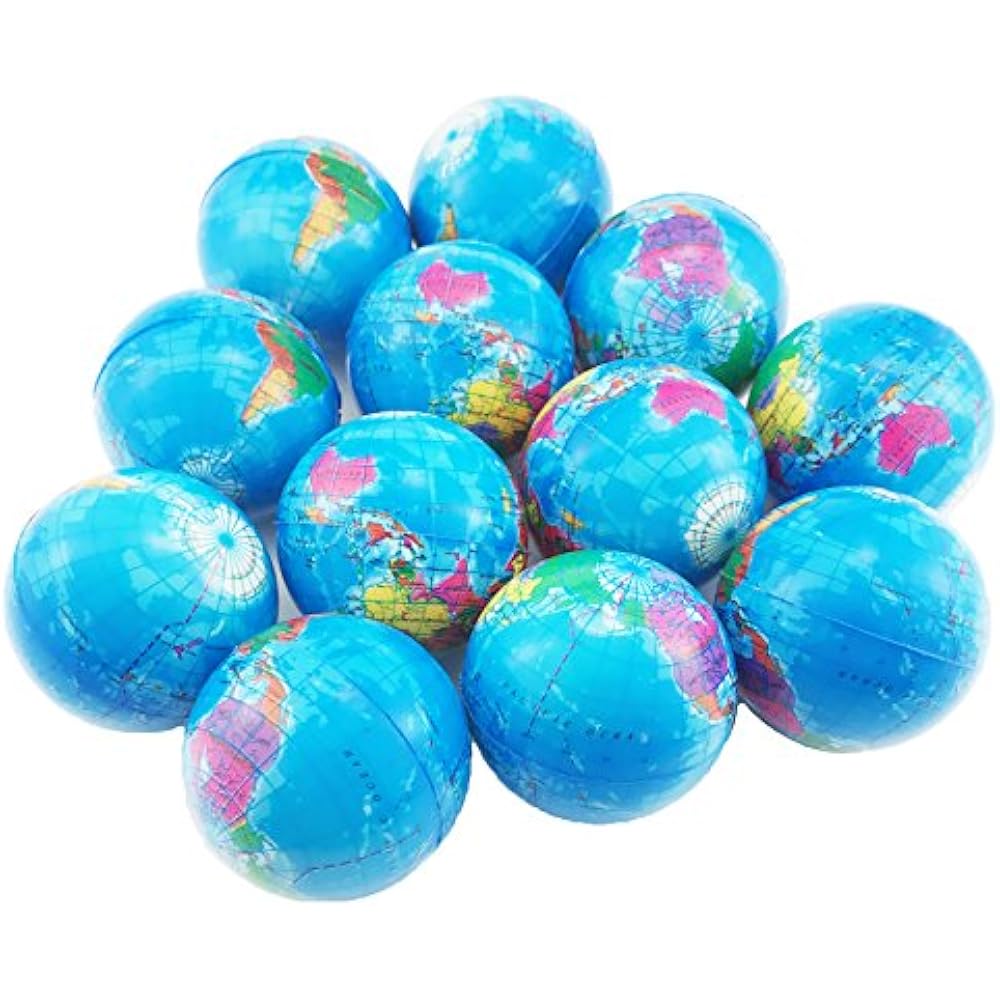 Oruuum 12 Globe Squeeze Stress Balls Earth Relief Novelty Toys Baby
