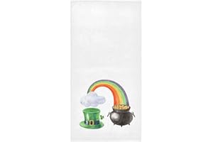 Vdsrup St Patrick's Day Rainbow Hand Towels 30 X 15 In Leprechaun Hat Gold Pot Coin Shamrock Bathroom Kitchen Towels Soft Highly Absorbent Bath Towels for Hand,Face,Gym and Spa