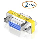 SVGA Connector, WOVTE DB HD New 15 VGA SVGA KVM Female to Female Gender Changer Adapter Coupler Pack of 2