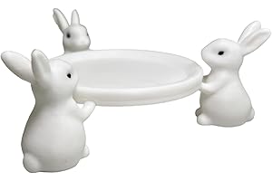 Easter Bunny Dishes Stand - Bunny Candy Dish, Easter Rabbit Jewelry Holder | Holiday Serving for Home Entryway Mantel Vanity 