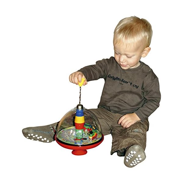 Lena 52120EC Panoramakreisel Eisenbahn Ø 19,5 cm - Elektrischer Brummkreisel mit bewegender Eisenbahn und Schrankenöffnung, Kreisel für Kinder ab 18 Monaten – Bild 6