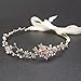 Mariell Rose Gold Freshwater Pearl and Crystal Bridal Ribbon Headband Hair Vine