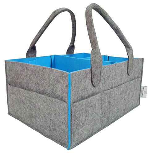 Smiles N Dimples Baby Diaper Caddy – Large Nursery Storage Bin with Changeable Compartments, Car Travel Organizer for Baby Diapers, Wipes and Toys, Perfect Baby Shower or Gender Reveal Gift (Blue)