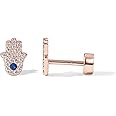 PAVOI 14K Gold Plated Solid 925 Sterling Silver Post Flat Back Stud Earrings for Women | Cartilage Helix Piercing | Cubic Zirconia Earrings