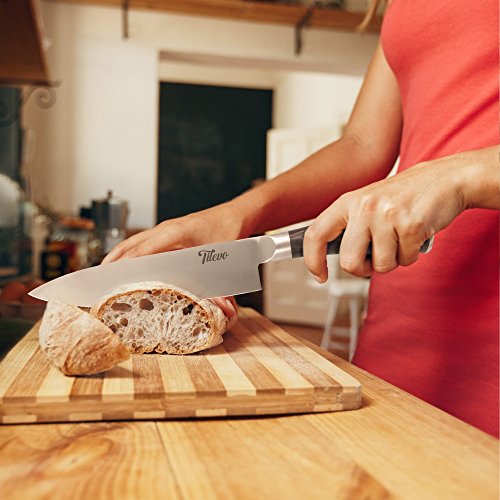 image for Tilevo Chef Knife - 8 Inch Carbon Steel Knife Sharp Blade & Balanced C