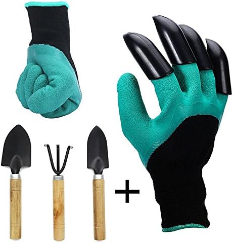 Garden Genie Gloves with Claws 1 Pair with 3 pcs of Gardening Tool for garden Digging Planting