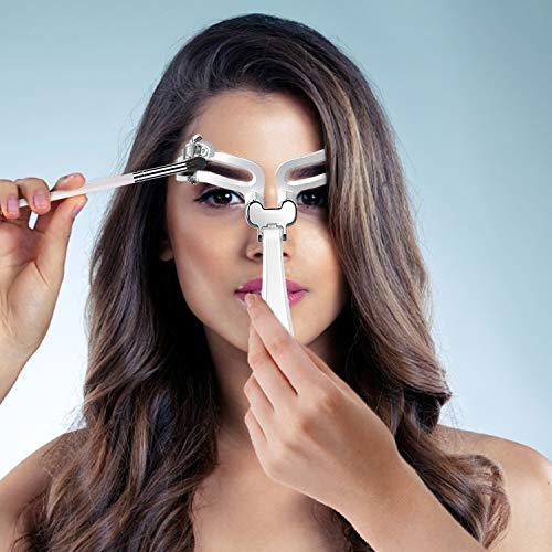 ZRO Eyebrow Stencils Reusable Make Up Eyebrow Template, Folding Adjustable 3 Eyebrow Shapes Stencils Makeup Model Shaping Template Eyebrow Tool (Silver)