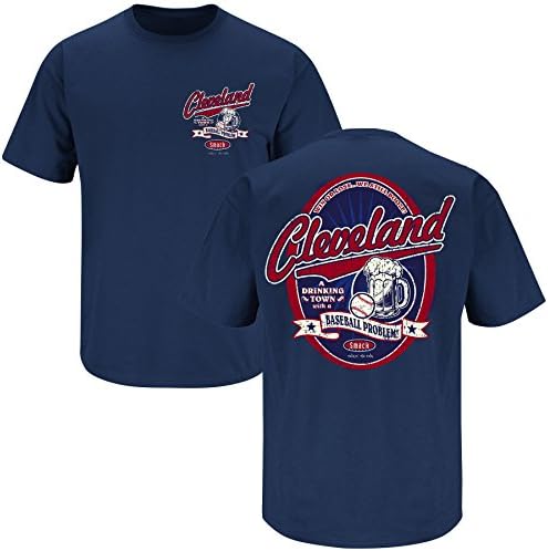 Cleveland Baseball Fans. Cleveland Drinking Town. Navy T-Shirt (Sm-5X) (X-Large)