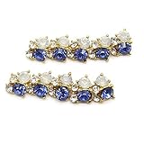 So Beauty Deep Blue and White Rhinestones Studded 3D Nial Art Decorations Package of 10