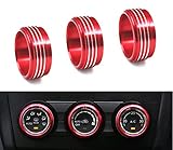 JL-BRAND Pack of 3 Anodized Aluminum AC Control Knob Ring Covers - Audio Button Cover Decoration Twist Switch Ring Trim For Subaru WRX, STI, Impreza, Forester, XV Crosstrek(RED)