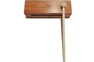 MOCRCREL Wood Block Musical Instrument with Mallet Solid Hardwood Percussion Rhythm Blocks,Natural Finish (Wood color)