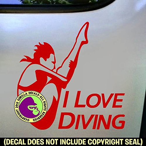 I LOVE DIVING Springboard Diver FEMALE Vinyl Decal Sticker B - Thumbnail 4