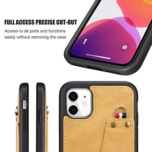 JISON21 iPhone 11 case with Lanyard,iPhone 11 Case Crossbody Chain with Credit Card Holder Slot Adjustable Detachable Strap Leather Case Cover for Apple iPhone 11 6.1 inch 2019