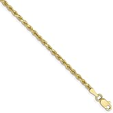 FB Jewels Solid 10K Yellow Gold 2.5mm Handmade Diamond-Cut Rope Chain