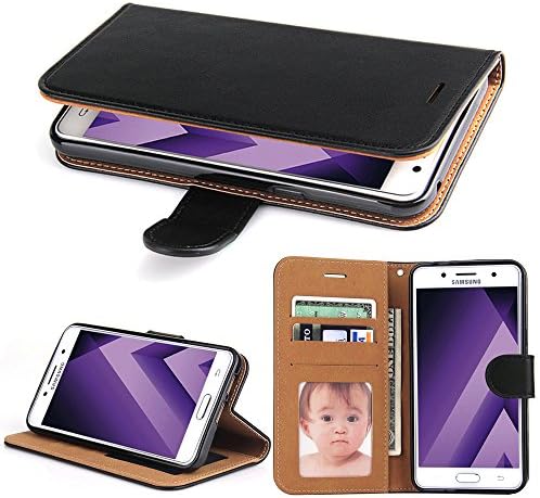 Galaxy A5 Case 2017, SOWOKO Book Style Leather Wallet Case Flip Folio Shockproof Protection Cover with Credit Card Slots and Kickstand for Samsung Galaxy A5 (Black)