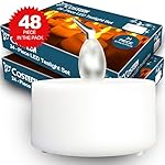 Flameless LED Tea Light Candles, Costech Realistic Flickering and Votive Unscented Electric Fake Candles, Battery Powered for Holiday, Wedding, Decorations and More (Pack of 48)