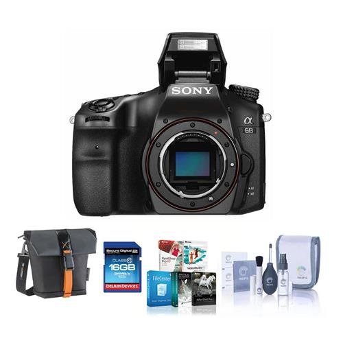 Sony Alpha a68 Digital SLR Camera Body - Bundle with Holster Case, 16GB SDHC Card, Cleaning Kit, Software Package