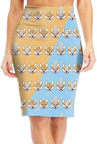 Tenten Me Womens Shiba Inu Love Bones Morden Pencil Skirt Stretchy Slim Pencil Dress