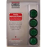 Chris Products CH4G Green Motorcycle Mini License Plate Reflector, 4 Pack