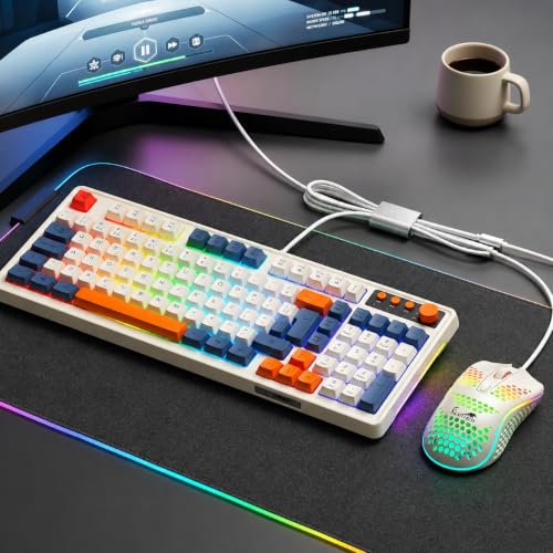 Teclado e Mouse Gamer, Alta Precisão RGB LED Rainbow USB para PC, PS4, PS5 e Xbox Versão Atualizada 2.0, Sem Atraso ao Teclar, Sem delay.