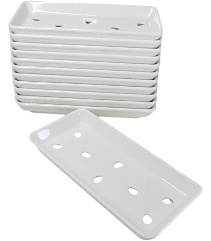 Ebros Neta Zara Sushi-Servierteller Aus Melamin – 6 Stück, 20,3 X 9,5 Cm, Mit Tropflöchern Für Frische