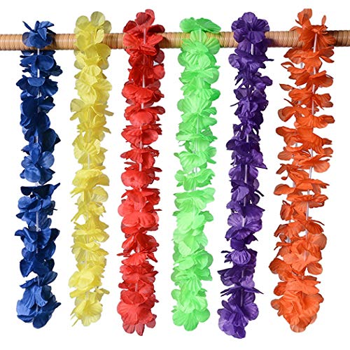 36 Pcs Artificial Hawaiian Leis Party Supplies Garland Pendant Necklace Fancy Dress Hawaii Beach Fun Luau Flowers DIY Decor - Thumbnail 2