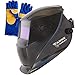 Tanox Auto Darkening Solar Powered Welding Helmet ADF-206S: Shade Lens, Tig Mig MMA, Adjustable Range 4/9-13, Grinding 0000, Plus 16 Inch Kevlar Fire Retardant Welding Gloves primary