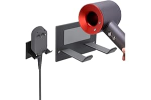 XIGOO Self Adhesive Hair Dryer Holder Wall Mounted - Adhesive Bathroom Hair Blow Dryer Rack Organizer Compatible with Supersonic Hair Dryers (Black)