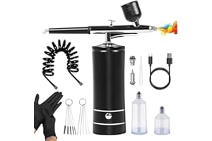 Vernijtrdy Airbrush Kit with Air Compressor&Gloves-27PSI High Pressure Airbrushwith Hose Wireless Airbrush for Model Painting