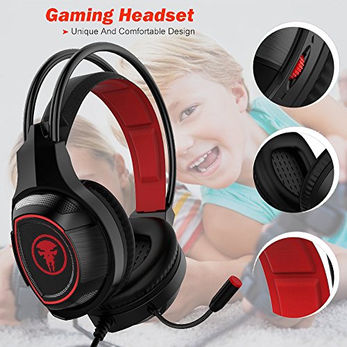 Profession Stereo Gaming Headset - KSHOP Surround Sound Gaming Headphone for PS4, Xbox One Nintendo Switch (Audio) PC,with LED Light Noise-canceling Microphone Soft Memory Earmuffs for Laptop