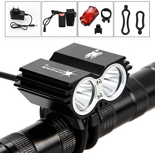 Rechargeable SolarStorm 5000Lm 2x CREE XM-L U2 LED Bicycle Bike HeadLight Head 4Modes+6400mAh Battery+AC Charger+Rear Light