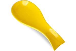 Ceramic Spoon Holder for Stove Top, Large Cooking Spoon Rest for Kitchen Counter, Hasense 8.7 Inch Utensil Rest for Spatula, Ladle and Tong, Microwave Safe, Yellow