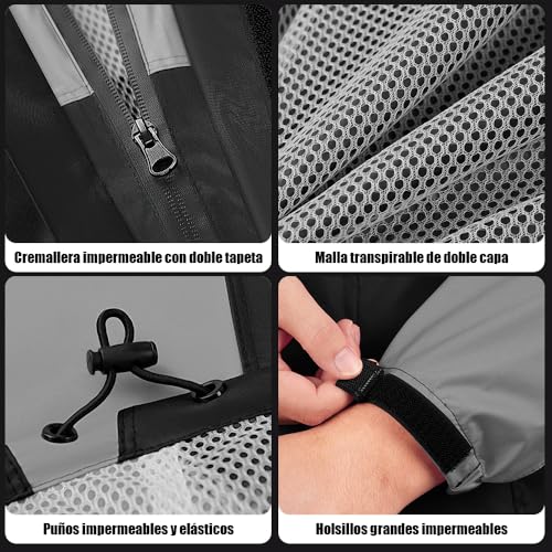 BTOOTB Traje Impermeable para Lluvia Motociclista, con Capucha y Cubrezapatos, Impermeable para Moto de Hombre y Mujer, Ligero y Transpirable, para Motociclismo, Ciclismo y Exteriores